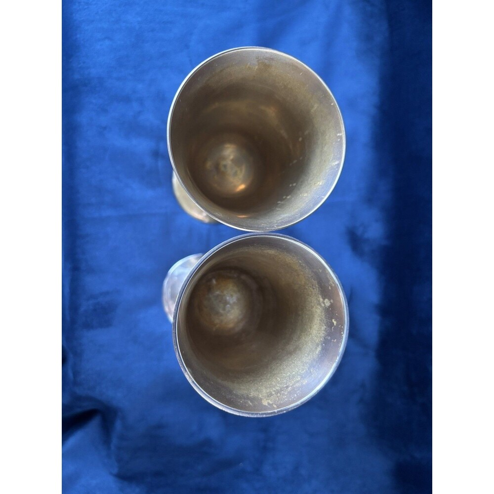 2 Vintage Silver Plated Goblets India, 6" Wine Glasses - Picture 3 of 6